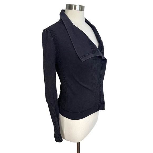 Free People Movement XS Black Mercury Moto Zip Seamless Knit Athletic Jacket - Picture 3 of 7